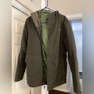 The North Face Men's Dark Green Field Jacket with removable fleece jacket lining